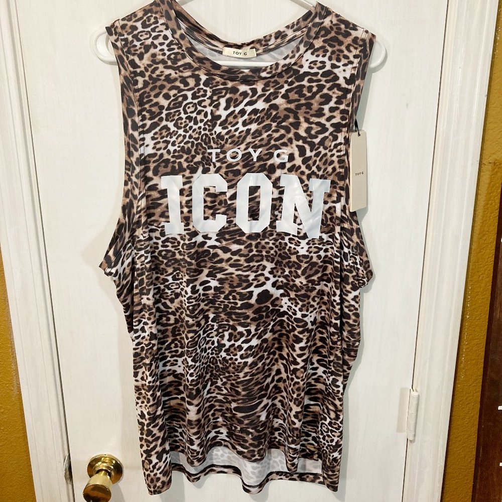 Toy G. women's S/M small - medium oversize CARLOTTA leopard print ICON tank top